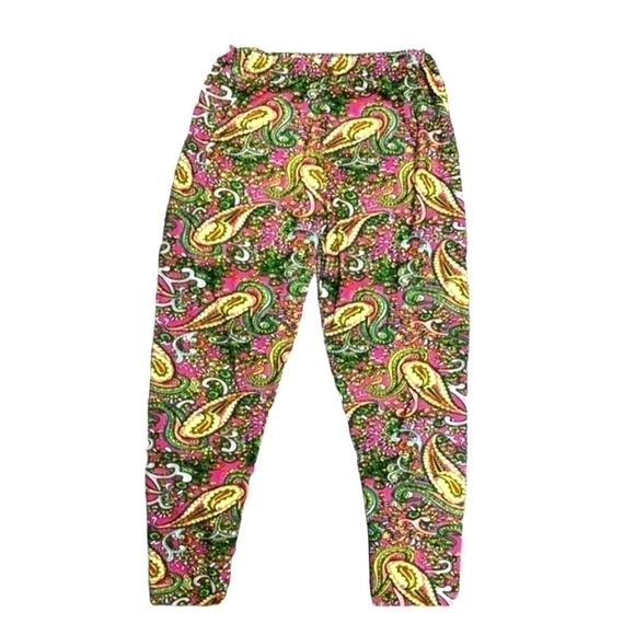 Winwin super soft leggings size L-XXL  Pink and green paisley print leggings - Picture 1 of 6